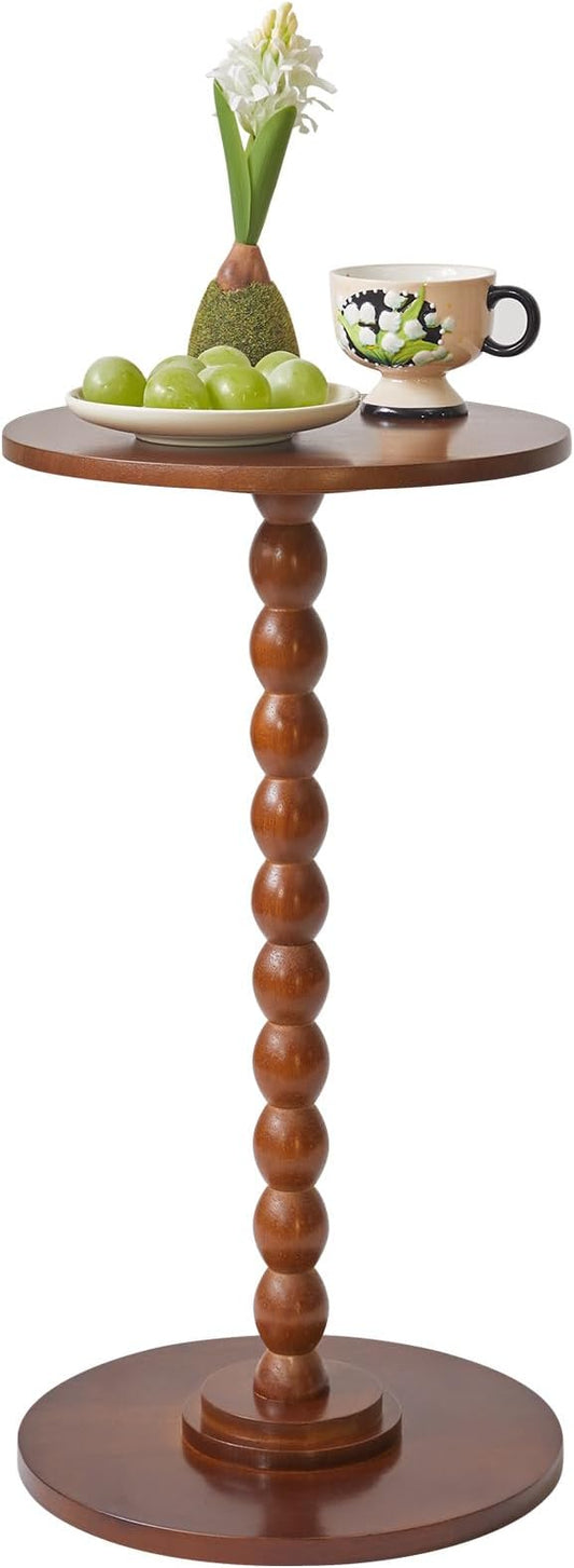 Round Side Table, Modern Minimalist Wood Bedside Table, Living Room Sofa End Table, Bedroom Small Corner Table, Sturdy Weight-Bearing Design Brown YD-RST001H