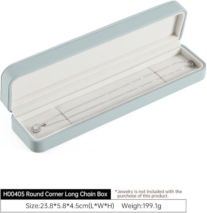 Necklace Gift Box Leather Necklace Jewelry Box,Teal Necklace Case,Luxury Necklace Display Box For Jewellery Store, Light Blue