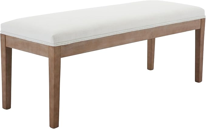 Linen Dining Bench Upholstered Entryway Bench Farmhouse Shoe Bench Seat Ottoman for Hallway Living Room Bedroom End of Bed Dining Room Kitchen, 45.5" Long, Beige