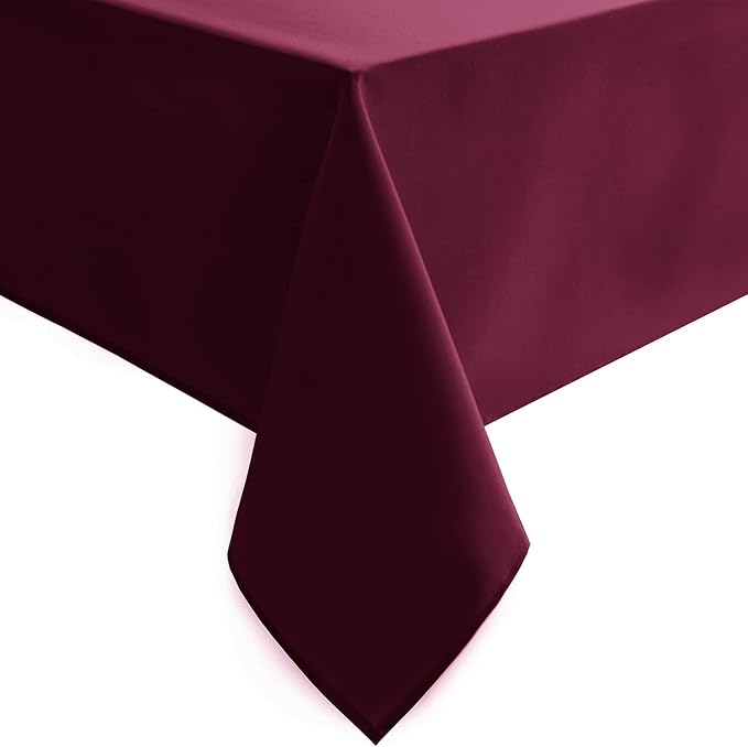 Hiasan Burgundy Rectangle Tablecloth - Waterproof and Spillproof Washable Fabric Table Cloth for Dining Room Kitchen Party and Outdoor, 70 x 108 Inch
