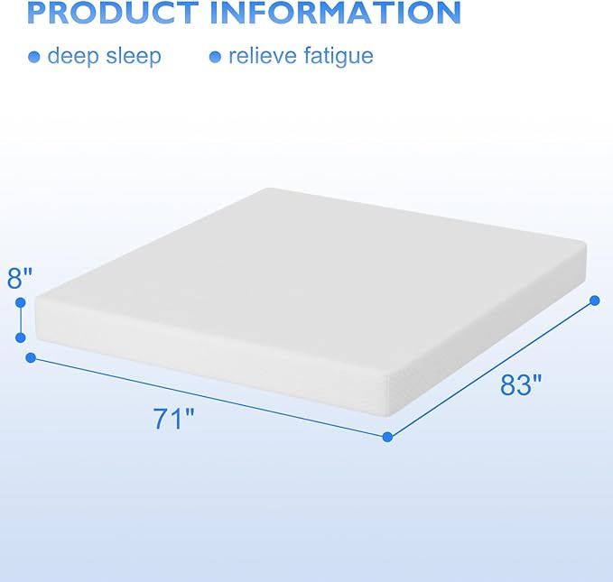 PayLessHere 8 Inch Gel Memory Foam Mattress Medium Firm Mattresses CertiPUR-US Certified Bed-in-a-Box Pressure Relieving California King Size,Fiberglass Free，White