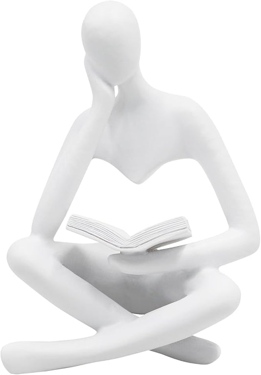 Reading Women Statue, Thinker Sculptures, Abstract Art Ornament, Modern Aesthetic Figurine Decoration, Suitable for Home Living Room Bedroom Office Shelf Table Desk Bookshelf Decor