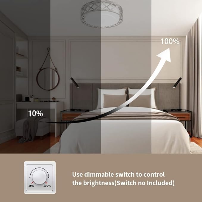 14inch LED Ceiling Light, 20W 1400 Lumens Dimmable Flush Mount Lighting Fixtures, 3000K Warm White, Brushed Nickel Finish, ETL Listed for Kitchen, Hallway, Bedroom, Laundry