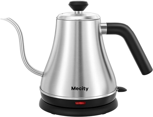 Mecity Electric Kettle Gooseneck Water Kettle Stainless Steel Tea Kettle Water Boiler Fast Heating, Auto Shut Off, 27 fl oz, 1000W, Stainless Steel