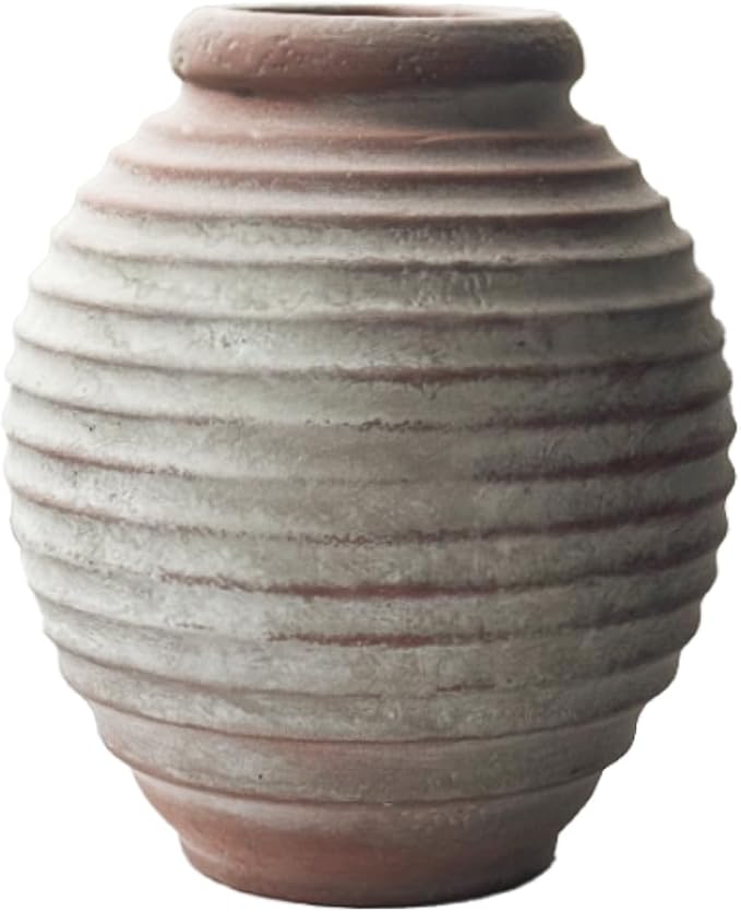 Antique Ceramic Flower Vase for Living Room Bedroom 7.87'' Farmhouse Decor for Bouquet Fake Plant Home Decor Office Table Shelf Fireplace Centerpieces Rustic Retro Vintage Classic Modern