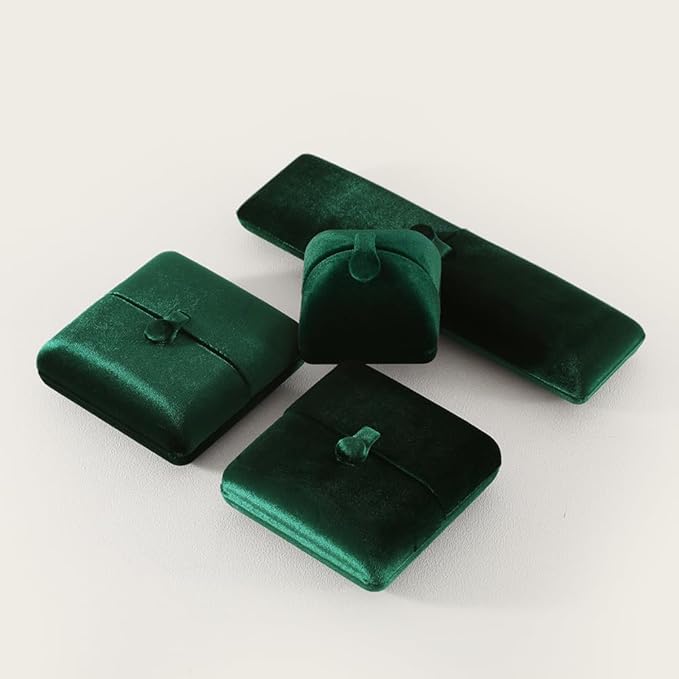 Necklace Jewelry Box，Velvet Earring Gift boxes Display，Valentine Necklaces Holder for Women，Men Earrings Storage Cases (Green)