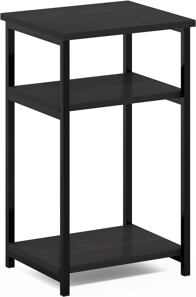 Furinno Just 3-Tier Metal Frame End Table with Storage Shelves, 1-Pack, Espresso