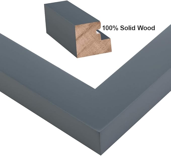 RPJC 11x14 inch Picture Frame Made of Solid Wood and High Definition Glass Display Pictures 8x10 with Mat or 11x14 Without Mat for Wall Mounting Photo Frame Grey