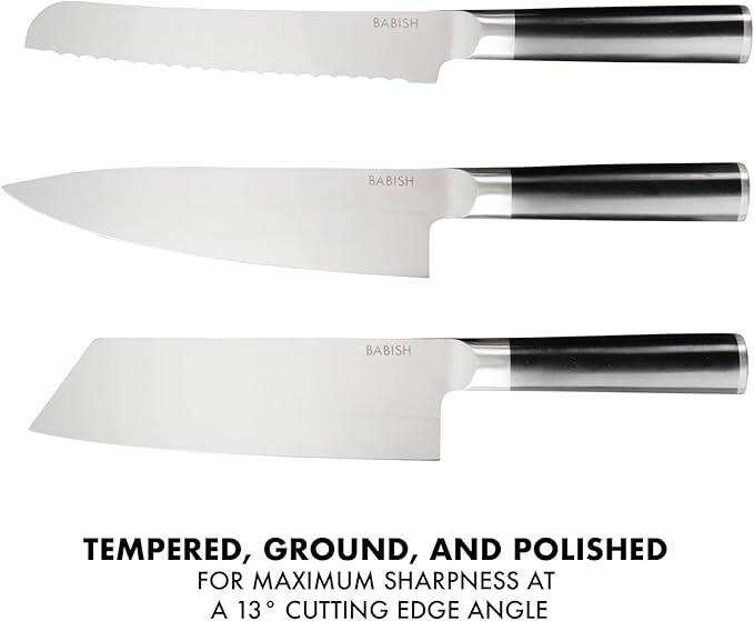 Babish High-Carbon 1.4116 German Steel 14 Piece Full Tang Forged Kitchen Knife Set W/Sheaths