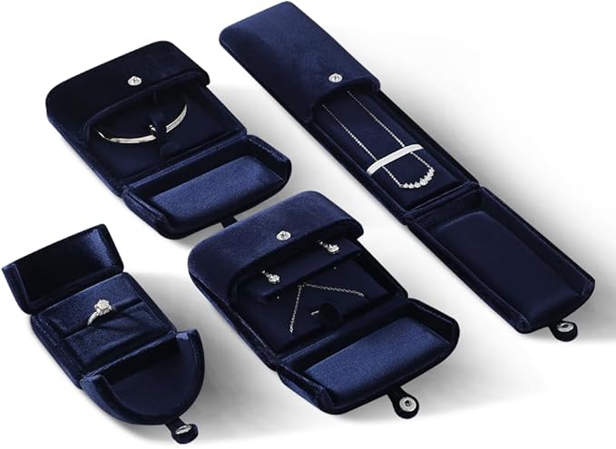 Necklace Jewelry Box，Velvet Earring Gift boxes Display，Valentine Necklaces Holder for Women，Men Earrings Storage Cases (Blue)