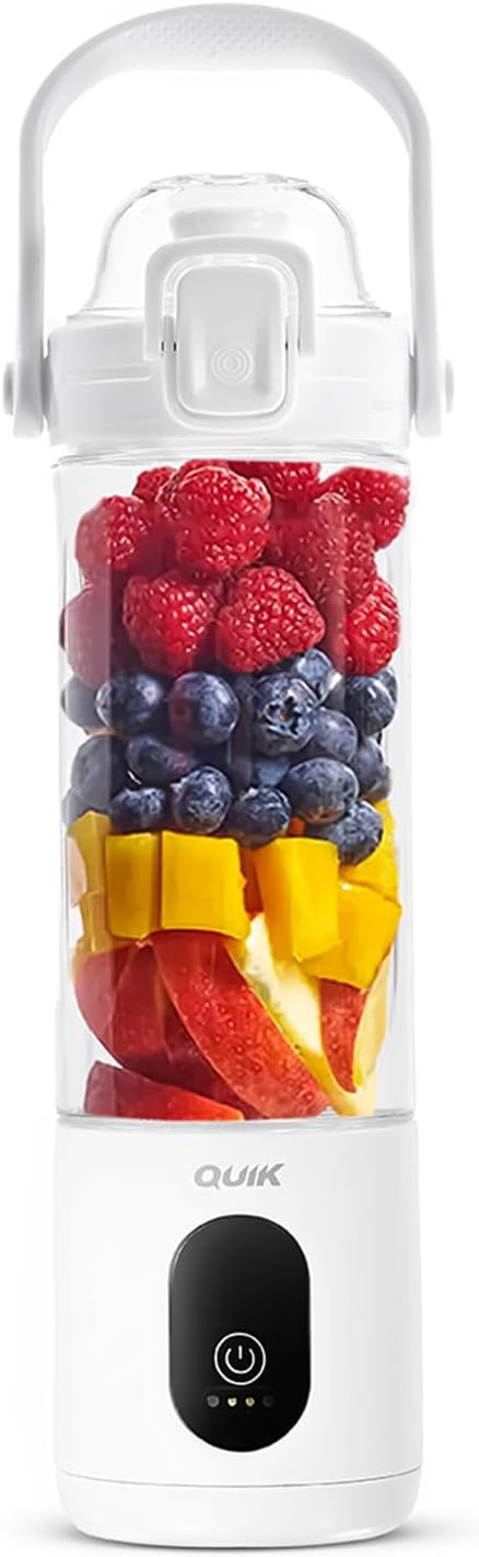 Portable Blender - Cordless 24oz. Personal Blender for Shakes and Smoothies, Licuadora, BPA Free - Ice Crush, Dishwasher safe parts, Waterproof, Triple Batteries, Juicer Cup (White)