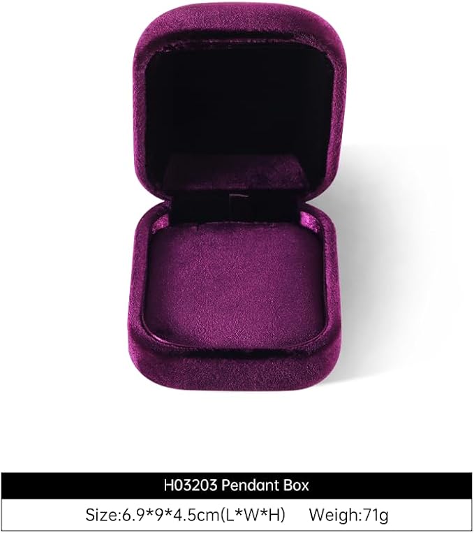 Resilient Velvet Ring Earrings Bracelet Necklace Display Box, Travel Mini Jewelry Organizer Case (Purple, Necklace Box)
