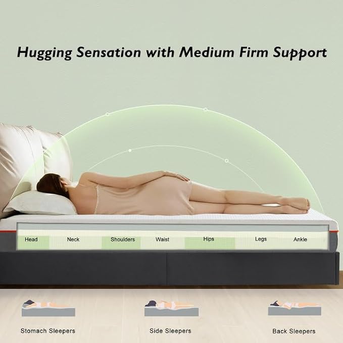 VECELO Charcoal Infused Memory Foam Full Mattress 8 Inch, Medium Firm Full Size Bed Mattress with Washable Cover for Full Bed Frame, Pressure Relieve, Fresh Cooling Comfort