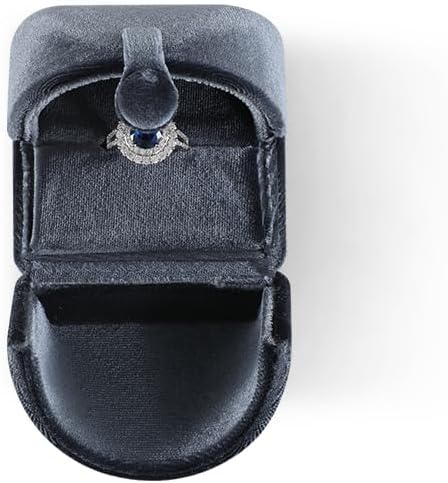 Velvet Ring Box，Engagement Jewelry Gift Boxes Holder for Women,Ceremony Rings Display for Proposal,Wedding Day Case (Grey)