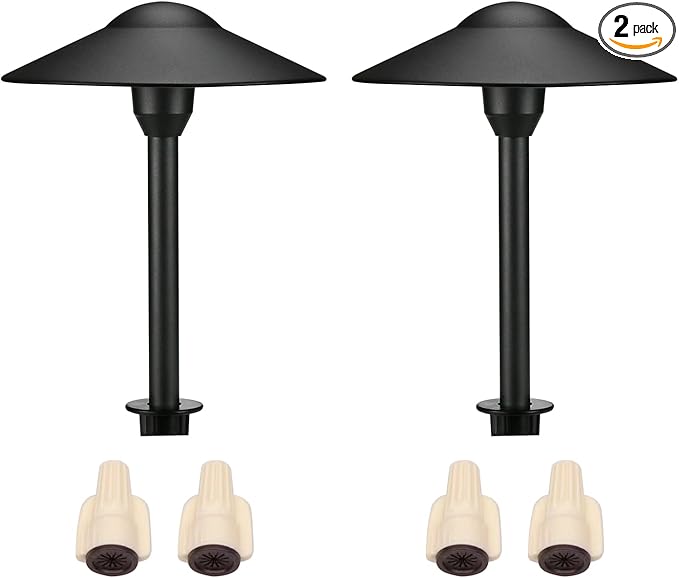 Lumina Lighting® 4W Landscape Lighting 12V Landscape Lights Low Voltage Landscape Path Lights Warm White Waterproof Outdoor Replaceable G4 LED Bulb for Garden Pathway Lawn Yard (Black) (2-Pack)