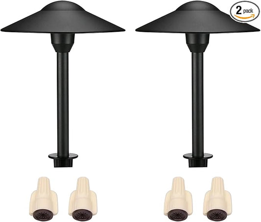 Lumina Lighting® 4W Landscape Lighting 12V Landscape Lights Low Voltage Landscape Path Lights Warm White Waterproof Outdoor Replaceable G4 LED Bulb for Garden Pathway Lawn Yard (Black) (2-Pack)