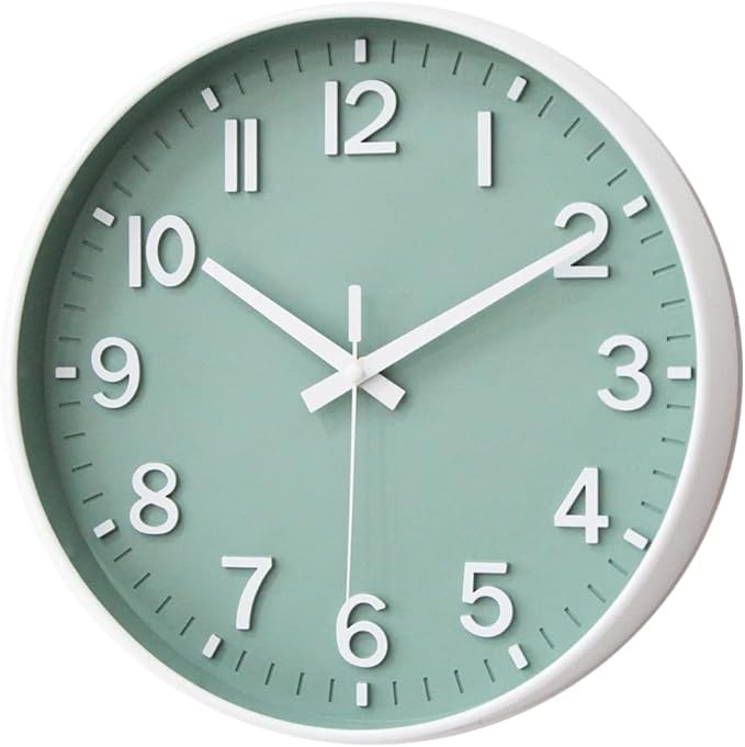 HZDHCLH Green Wall Clocks Battery Operated,12 inch Silent Non Ticking Modern Wall Clock for Living Room Bedroom Kitchen Office Classroom Decor