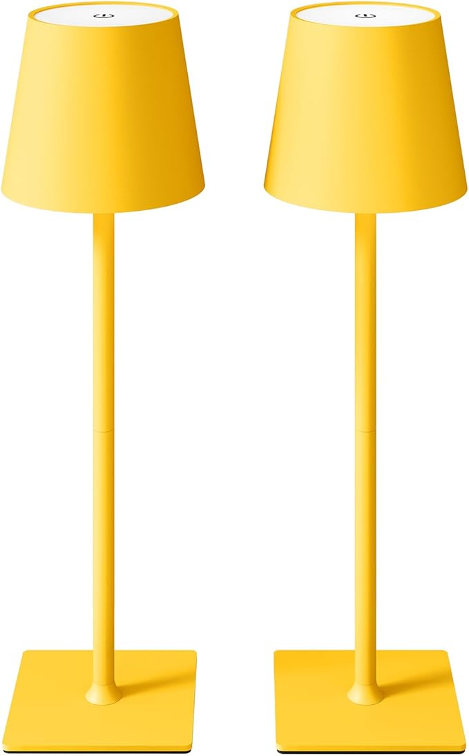 2 Pack Cordless Table Lamps, 3 Colors Stepless Dimming, 5000mAh Rechargeable Battery LED Desk Lamp for Bedroom/Couple Dinner/Desk/Cafe/Dining Room/Terrace