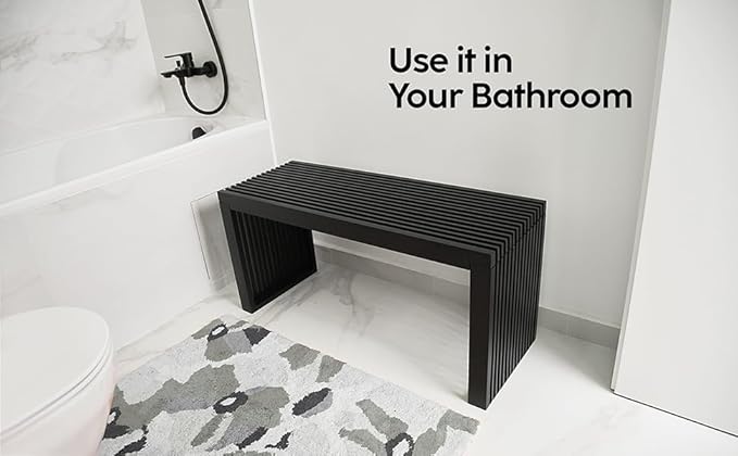 Bamboo Natural 36 inch Wooden Bench, Small Wood Benches for Entryway, Living & Dining Room, Kitchen, Bedroom, Bathroom, Hallway, Front Door, For Indoor & Outdoor Patio Use, Mid Century Modern Decor