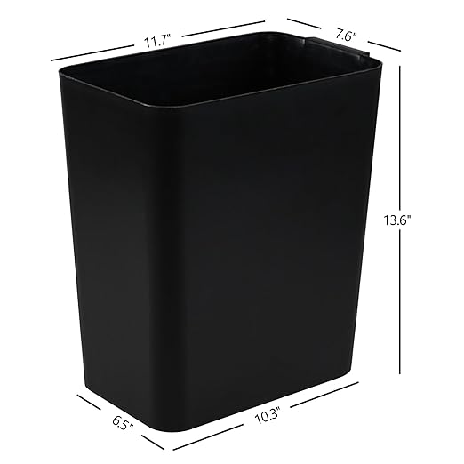 3-Pack 4.5 Gallon Plastic Small Trash Can Wastebasket, Black Garbage Container Basket