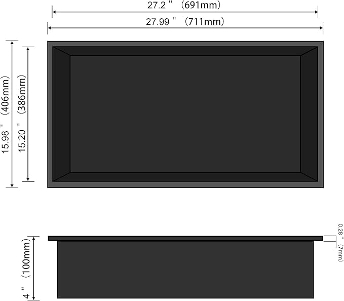 28" X 16" Stainless Steel Shower Niche Insert Tile Ready, Niche for Shower Wall, Recessed Shelf No Tile Needed for Bathroom Storage, Matte Black