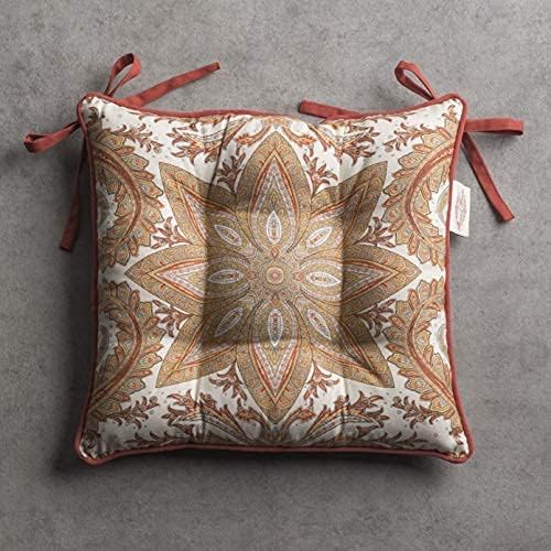 Maison d' Hermine Chair Pads for Dining Chairs Cotton Outer Fabric and Poly Filling 16"x16" Patio Seat Cushions for Furniture with Ties Home Chair Party Hall Farmhouse (Kashmir Paisley, Pack of 2)