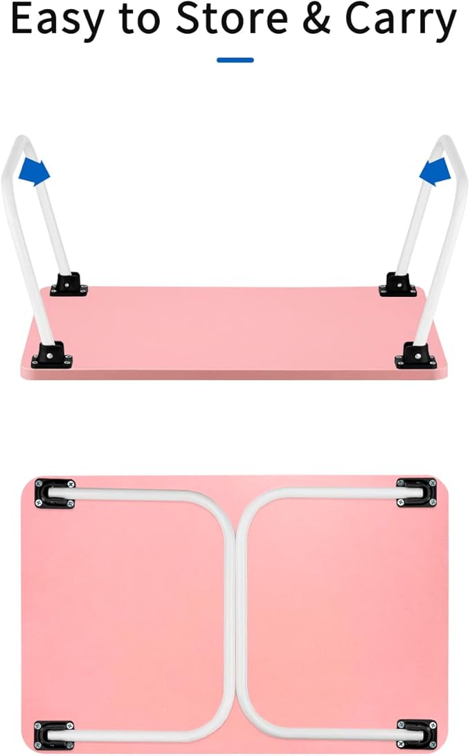 Ruxury Folding Lap Desk Laptop Stand Bed Desk Table Tray, Breakfast Serving Tray, Portable & Lightweight Mini Table for Sofa Couch Floor - - Pink
