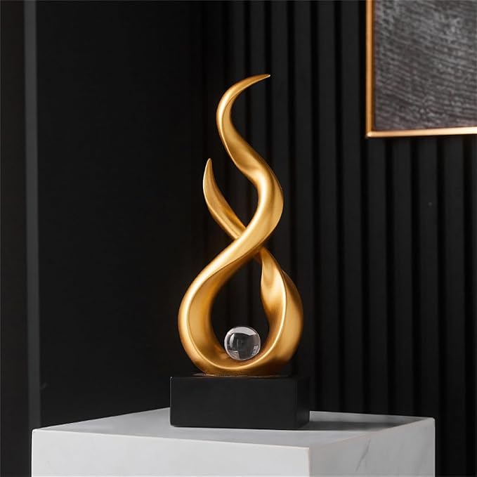 AWNR Abstract Art Deco Decor Statues for Home,Shelves,Table,Living Room, Dining Room,Modern Sculpture Decoraciones of Homes for Sale (Gold B)