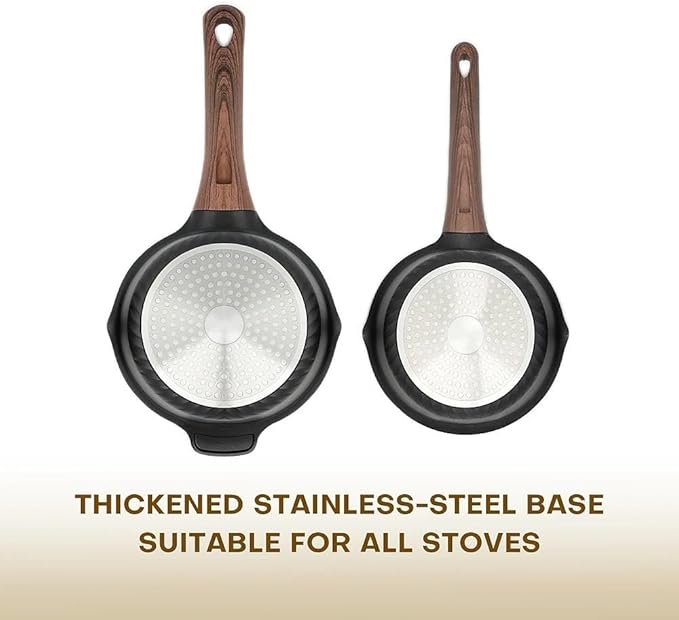 Vinchef New Nonstick Sauce Pot Set with Lids, 3QT Saucepan & 4QT Saucepot,Dishwasher Safe,Induction Compatible, Scratch/Stain Resistant, Stay-Cool Handles, PFAS-Free, Black