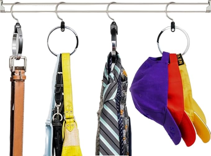 Multipurpose Closet Hangers- Tie and Belt Hanger for Closet- Great Space Saving Belt Organizer for Wardrobe - Ideal for Storing Belts, Ties, Scarfs, Baseball Hats, Purses & More- 2 Pack