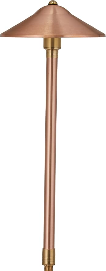 VOLT Max Spread 12V Solid Copper Path Light (25" Tall, 9" Shade) with 3W 2700K Warm White G4 LED Bulb for Low Voltage Landscape Lighting on Outdoor Pathway, Walkway, Garden, Driveway or Patio