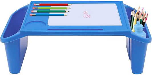 Kids Lap Desk Tray Set of 6, Portable Activity Table, Stackable Plastic Tray for Drawing, Writing, Eating, Classroom, 19.69" L x 9.84" W x 7.09" H, Blue
