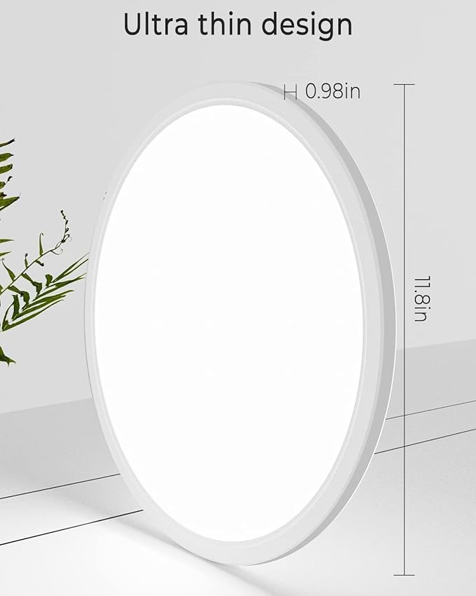 Zemty 4Pack 12 Inch LED Flush Mount Light, 28W 3200lm Super Slim Ceiling Light Fixtures, 3000K/4500K/6000K Selectable Ceiling Lamp for Bedroom, Bathroom, Kitchen, Living Room (White)