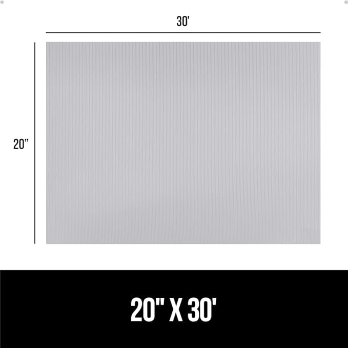 GORILLA GRIP DuraGuard Shelf Liner, 20x30 Non-Adhesive Cabinet Liners for Kitchen Drawers, Shelves, Refrigerator, Pantry Storage, Bathroom Closet, Durable Waterproof BPA Free Ribbed Plastic, Lt Gray