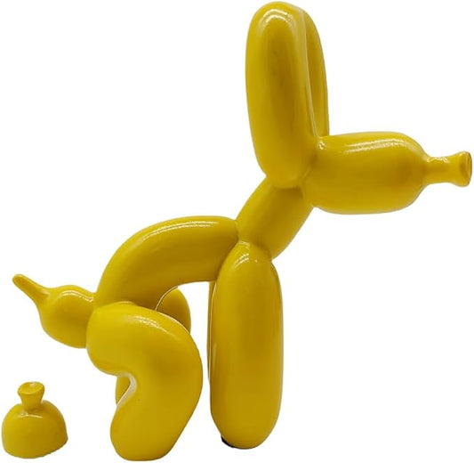 Balloon Dog Mini Poop Dog Decoration Desktop in Living Room Art Animal Small Statue，Bookshelf Decor(Yellow)