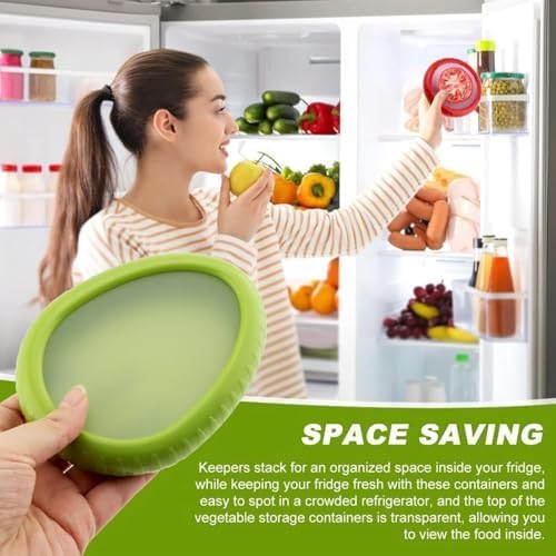 Anti-Oxidation Silicone Fruit Storage Box and Containers with Lids | Set of 4 Reusable Fruit & Vegetable Pods | Avocado Saver, Food Saver, Onion & Tomato Holder for Fridge, Airtight Fresh Pod