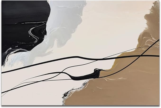 Abstract Wall Art Canvas Decor Large Abstract Art Paintings for Living Room Brown and Grey Fantasy Graffiti Pictures for Home Bedroom Kitchen Decorations (32x48inches)