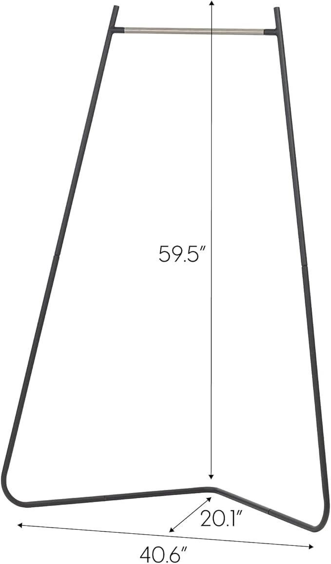 IRIS USA Stylish Corner Clothes Rack for Hanging Clothes, Easy to Assemble, Freestanding Metal Sturdy Garment Rack, Small Space Storage Solution, Modern Versatile Design, Boutique Style, Black