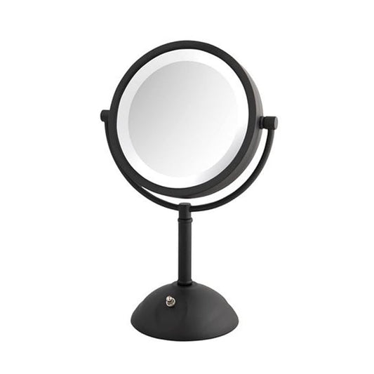 JERDON Lighted Makeup Mirror with Magnification - 1X and 8X Magnification - Black Makeup Mirror - Model HL8808BKL