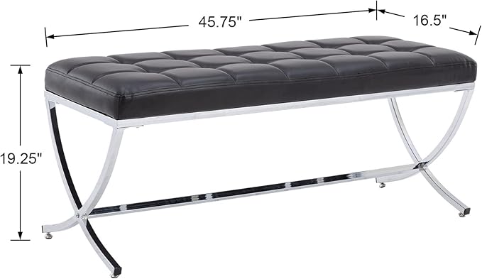 EALSON Modern Entryway Bench Leather Upholstered Dining Bench with Metal Base Button Tufted Ottoman Bench with Padded Seat Accent Foot Bench for Bedroom End of Bed/Living Room, Black