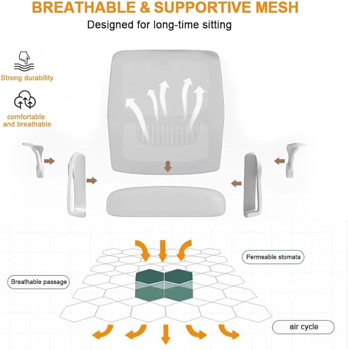 Home Office Chair Ergonomic Breathable Mesh Chair High Back with Adjustable Height Swivel with Flip-Up Arms and Lumbar Support