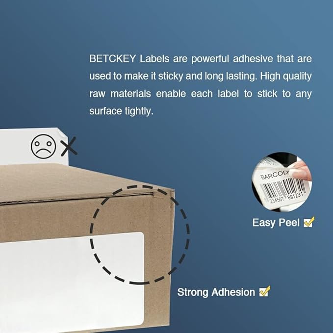 BETCKEY - Compatible Shipping Labels Replacement for Brother DK-1241 (4 in x 6 in), Use with Brother QL Label Printers [6 Rolls/1200 Labels]