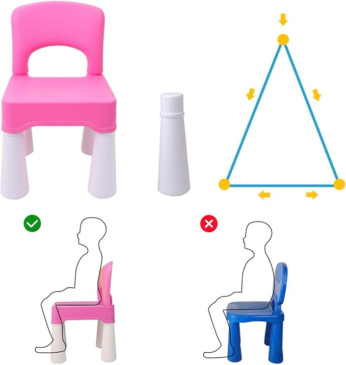 burgkidz Plastic Kids Chair, Durable and Lightweight, 9.3" Height Seat, Indoor or Outdoor Use for Toddlers Boys Girls Aged 2+ (Pink)