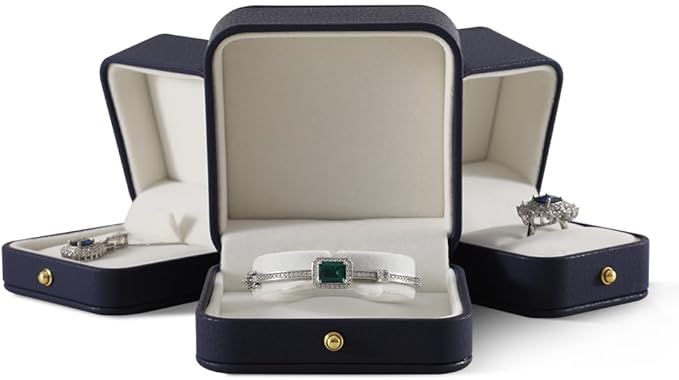 Ring Box Wedding Day, Leather Wedding Ring Box,Premium Engagement Ring Holder,Luxury Ring Display Case,Dark Blue Jewelry Box
