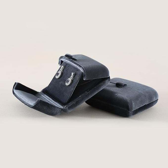 Necklace Jewelry Box，Velvet Earring Gift boxes Display，Valentine Necklaces Holder for Women，Men Earrings Storage Cases (Grey)