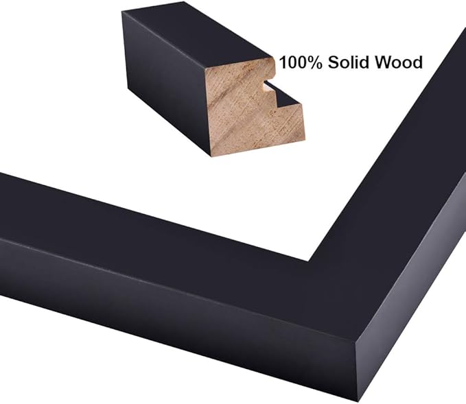 RPJC 5x7 inch Picture Frame Made of Solid Wood and High Definition Glass Display Pictures 4x6 with Mat or 5x7 Without Mat for Wall Mounting Photo Frame Black