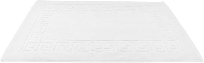 DAN RIVER Greek Bath Mat - White, 100% Ring Spun Cotton, Pack of 2, 20x32 inches, 800 GSM, Non-Slip, Absorbent, Quick Drying, Machine Washable Bathroom Floor Mats for Shower, Kitchen & Bath