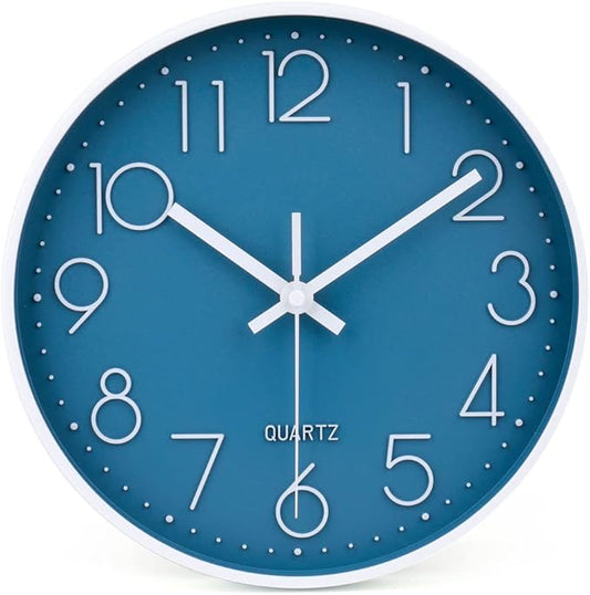 jomparis 10 Inch Cerulean Wall Clock Battery Operated Silent & Non-Ticking Wall Clock Decor for Bathroom Bedroom