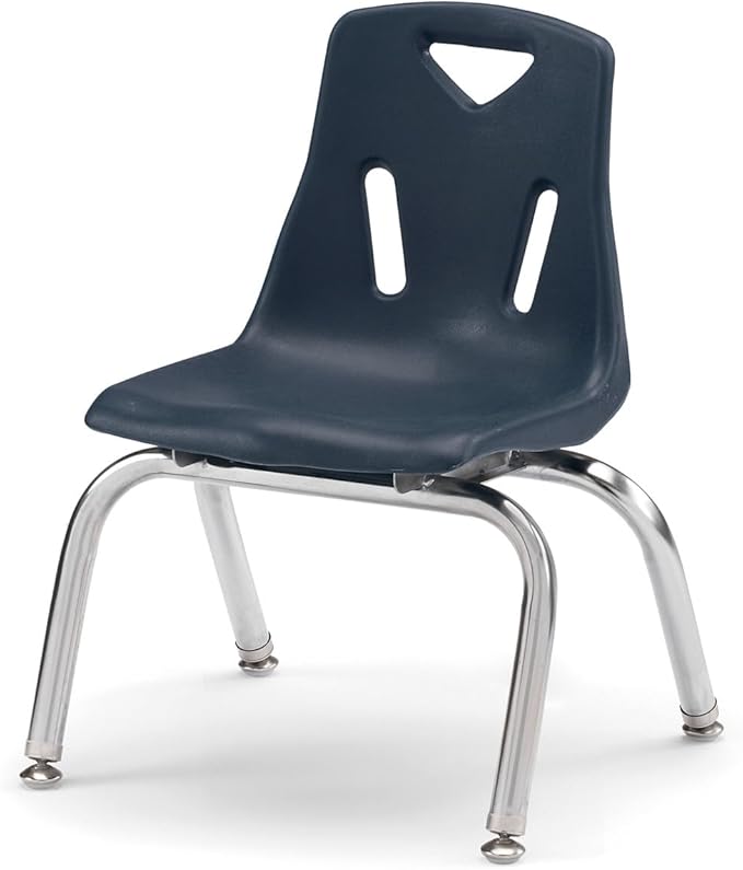 Jonti-Craft Berries 8140JC1112 Stacking Chair with Chrome-Plated Legs, 10" Height, Navy