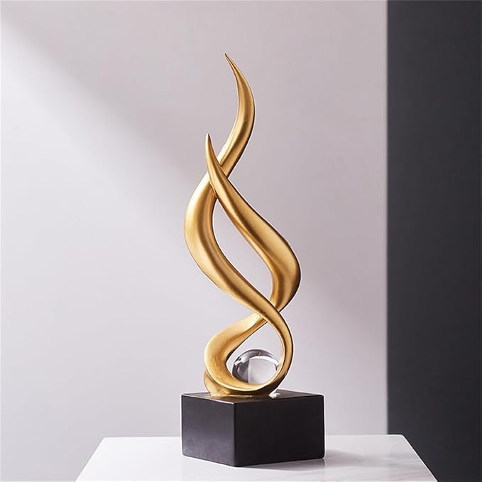 AWNR Abstract Art Deco Decor Statues for Home,Shelves,Table,Living Room, Dining Room,Modern Sculpture Decoraciones of Homes for Sale (Gold C)